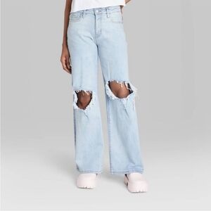 Women's High Rise Baggy Wide Leg Jeans - Wild Fable Light Wash 8
